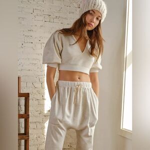 Free People Cream Cropped Sweater